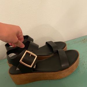 Steve Madden Black Wooden Platform Sandals